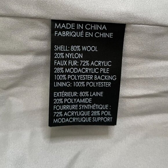 Club Monaco Evangah Wool Coat In Light Charcoal Gray Size XS/TP Faux Fur Collar - Picture 9 of 13